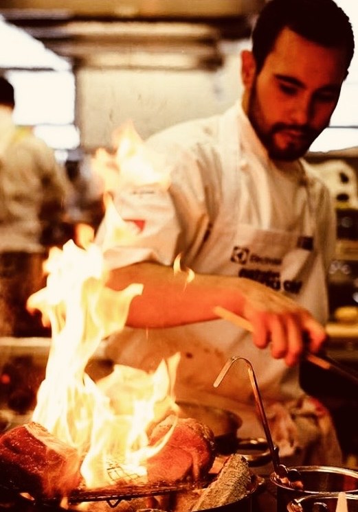 Cooking over open flame at the Electrolux Young Chef competition